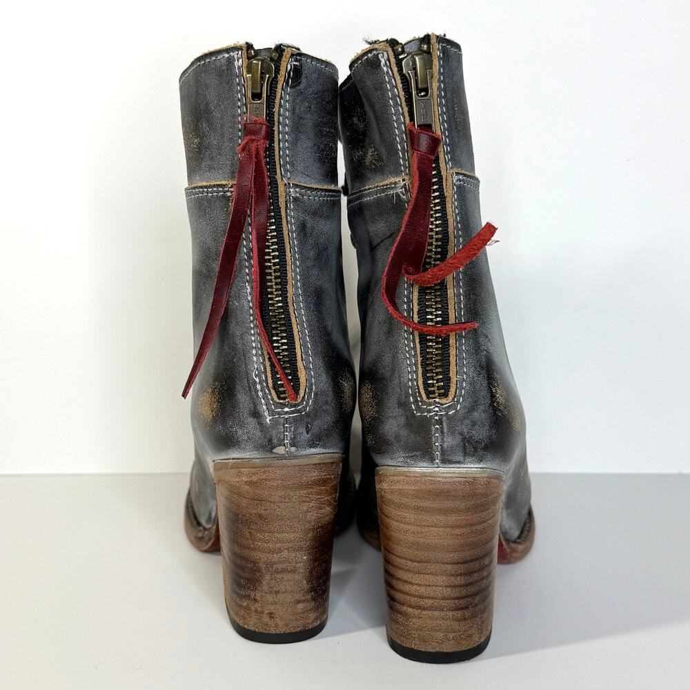 Freebird Women’s‎ Size 7 Borow Distressed Gray Lace Up Combat Ankle Boots Heeled - Picture 3 of 6